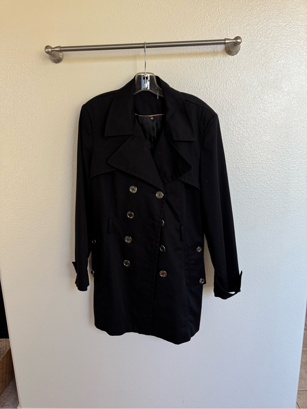 Calvin Klein Black Double-Breasted Trench Coat
